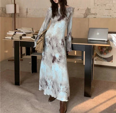 Elegant Flare Long Sleeves Maxi Dress