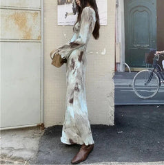 Elegant Flare Long Sleeves Maxi Dress