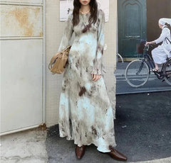 Elegant Flare Long Sleeves Maxi Dress