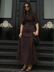 Elegant O Neck Short Sleeve Maxi Dress