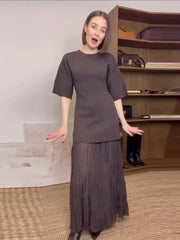 Elegant O Neck Short Sleeve Maxi Dress