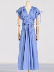 Elegant Patchwork V-Neck Fashion Dress