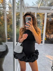 Elegant Ruffle Pleated Mini Dresses