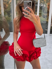 Elegant Ruffle Pleated Mini Dresses