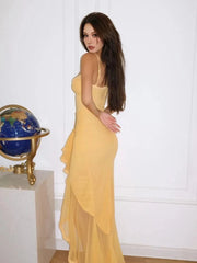 Elegant Ruffles Hem Maxi Dress