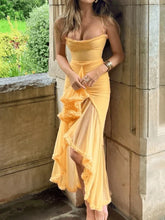 Elegant Ruffles Hem Maxi Dress