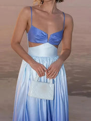 Elegant Ruffles Hollow Out Sling Dress