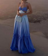 Elegant Ruffles Hollow Out Sling Dress