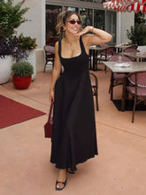 Elegant Square Neck A-Line Long Dress