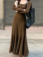 Elegant Square Neck Mermaid Dress