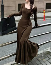 Elegant Square Neck Mermaid Dress