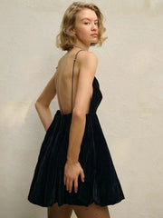 Elegant Velvet High Waist Mini Dress