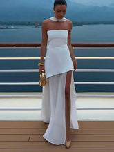Elegant White Gauze Off-Shoulder Dress