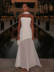 Elegant White Gauze Off-Shoulder Dress