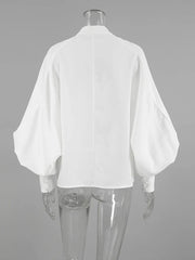 Elegant White Lantern Sleeve Blouse