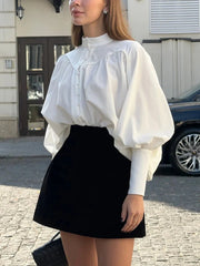 Elegant White Lantern Sleeve Blouse