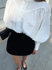 Elegant White Lantern Sleeve Blouse