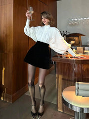 Elegant White Lantern Sleeve Blouse