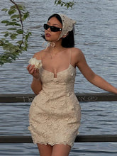 Embroidered Backless Mini Dress