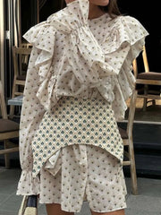 Fashion O-Neck Ruffled Patchwork Dress