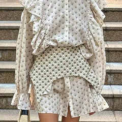 Fashion O-Neck Ruffled Patchwork Dress
