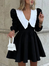 Fashionable Black Patchwork Office Dress