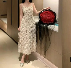 Feather Gold Sequin Backless Birthday Evening Party Dress