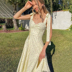 Floral Backless Slit Dress