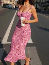 Floral Print Backless Midi Dress