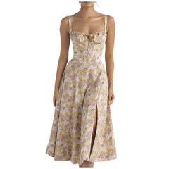 Floral Print Bustier Beach Dress