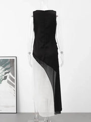 Gradient Mesh Patchwork Black Party Evening Dresses