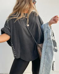 Bellaâ„?Oversized T-shirt met Studs