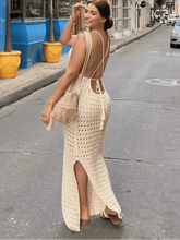 Knit Cut Out Spaghetti Strap Beach Cover-Up