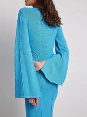 Knitted Blue Patchwork Slim Dress