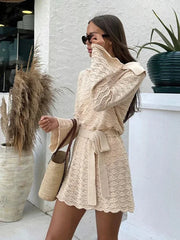 Knitted V-Neck Beach Mini Dress