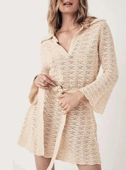 Knitted V-Neck Beach Mini Dress