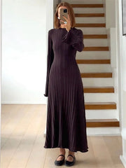 Knitwear Fashion Lace-Up Maxi Dress