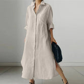 Long Sleeve Lapel Maxi Dress