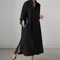 Long Sleeve Lapel Maxi Dress