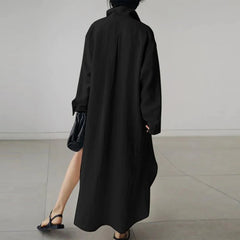 Long Sleeve Lapel Maxi Dress