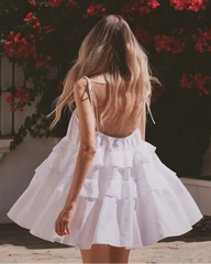 Loose White Cotton Sleeveless Mini Dress