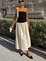 Patchwork Strapless Sleeveless Dress