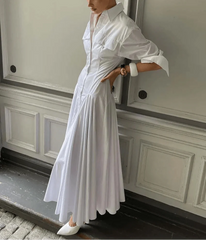 Pleated Three Quarter Sleeve Dress
