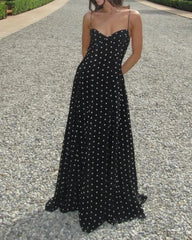 Polka Dot Printed Maxi Dress