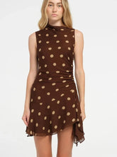 Polka Dot Ruched Sleeveless Dress