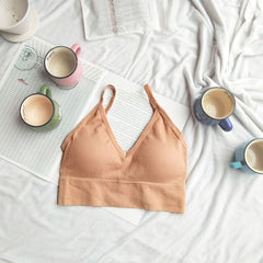 2023 Summer Cool Women Solid Color Cami Tank Top Bustier Bra Vest Crop Top Bralette Blouse Singlet Girls Fashion Tee Tops