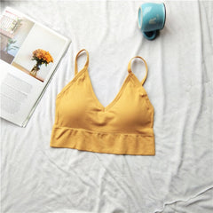 2023 Summer Cool Women Solid Color Cami Tank Top Bustier Bra Vest Crop Top Bralette Blouse Singlet Girls Fashion Tee Tops