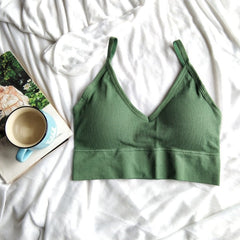 2023 Summer Cool Women Solid Color Cami Tank Top Bustier Bra Vest Crop Top Bralette Blouse Singlet Girls Fashion Tee Tops