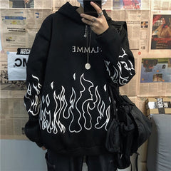 Pydshop Gothic Streetwear Hoodies Women Hip Hop Cartoon Print Hooded Oversize Sweatshirt Funny Punk Autumn Plus Fleece Female Hoodie Top