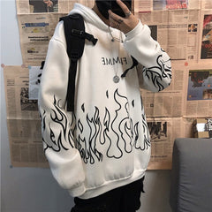Pydshop Gothic Streetwear Hoodies Women Hip Hop Cartoon Print Hooded Oversize Sweatshirt Funny Punk Autumn Plus Fleece Female Hoodie Top